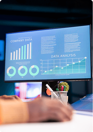 computer screen full of charts and data