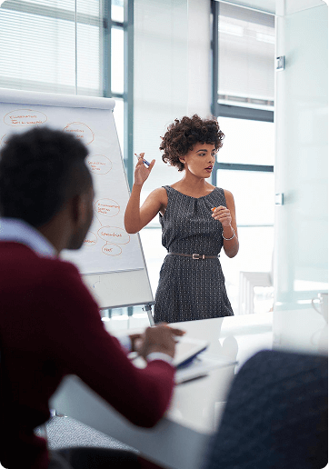 Woman speaking in a conference room